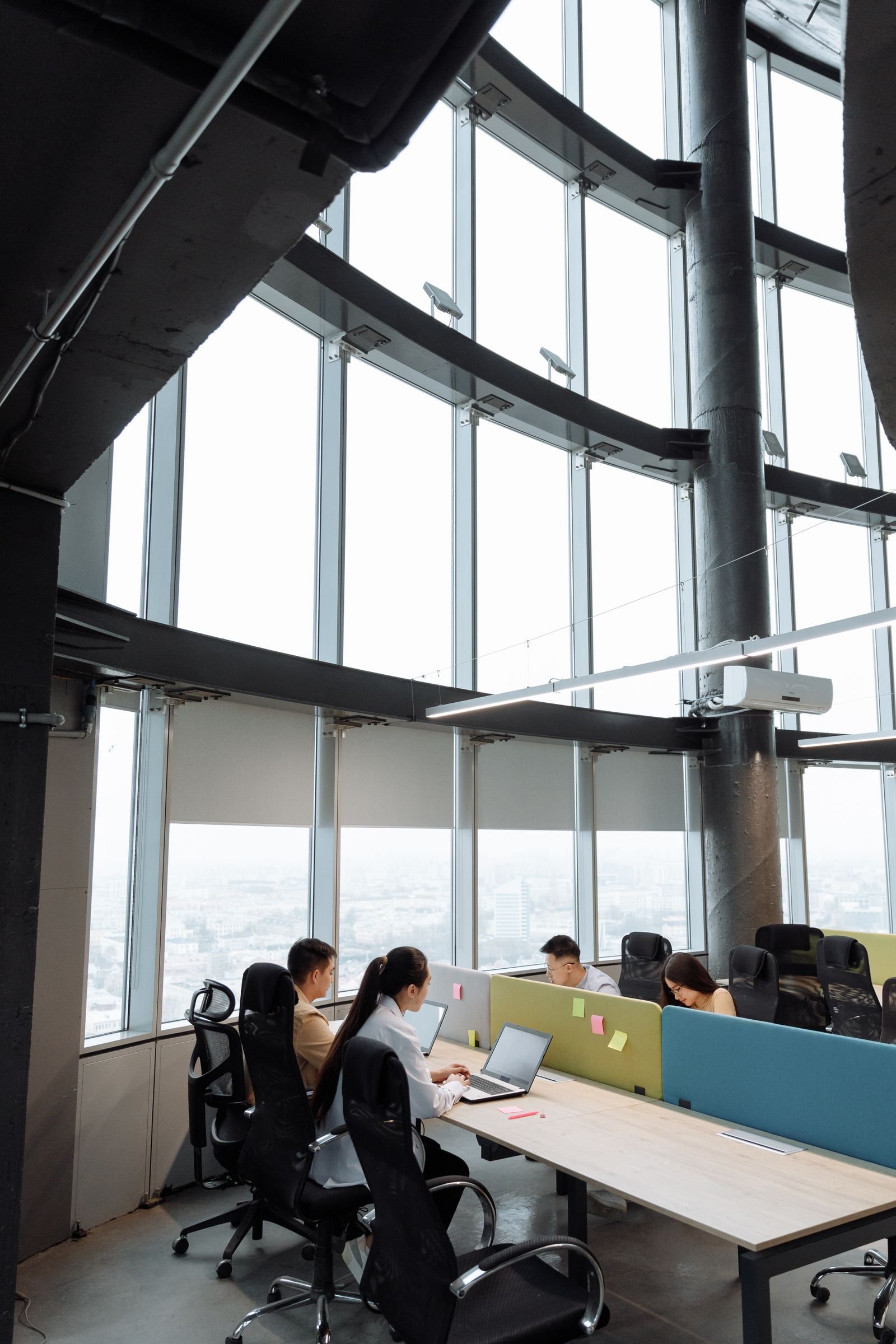 Software development team working in an office